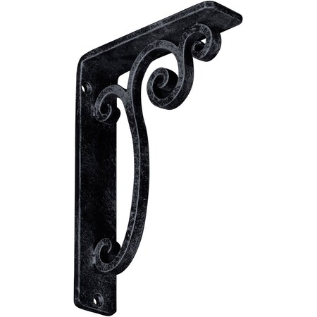 Avery Wrought Iron Bracket, (Single Center Brace), Antiqued Pewter 1 1/2W X 5 1/2D X 8H